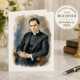 Cartão Saudação Católica de Beatificação de Fulton J. She