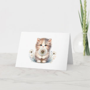 Cartão Saudação Curiosa de Kitten e Vazio de Pastel Suave