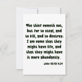 Cartão Saudação da Escritura de Bíblia do John 10:10 KJV