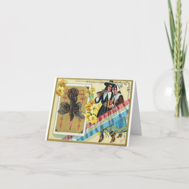 Cartão Saudação de Ação de Graças Vintage (Frente)