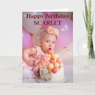 Cartão Saudação de Aniversário da Foto Personalizada Rosa