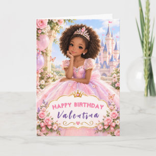 Cartão Saudação de Aniversário da Menina Princesa Rosa Má