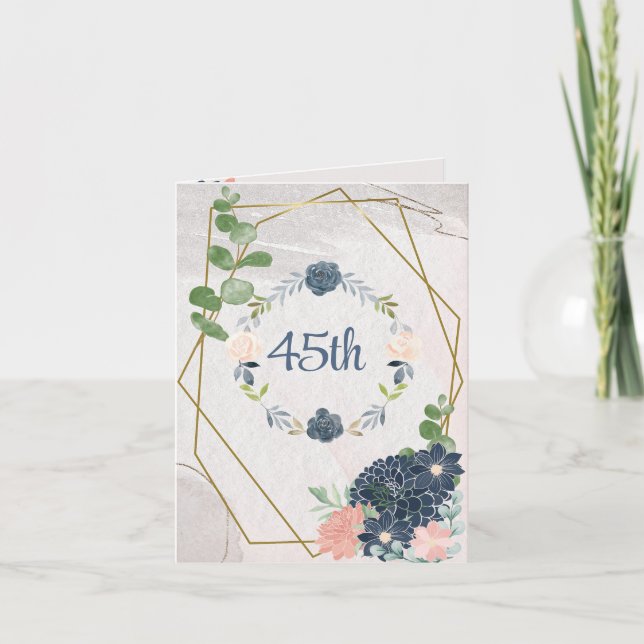Cartão Saudação de Aniversário de "45º" (Frente)