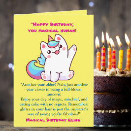 Cartão Saudação de Aniversário de criança de Unicórnio En