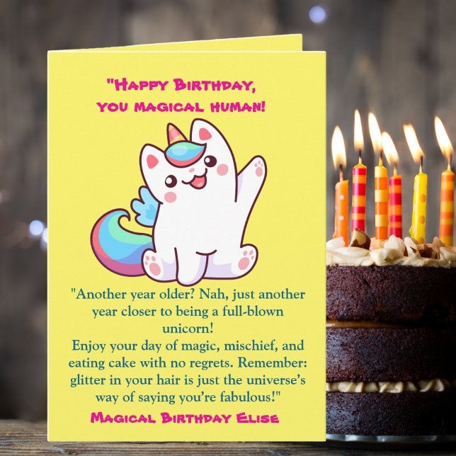 Cartão Saudação de Aniversário de criança de Unicórnio En (Criador carregado)