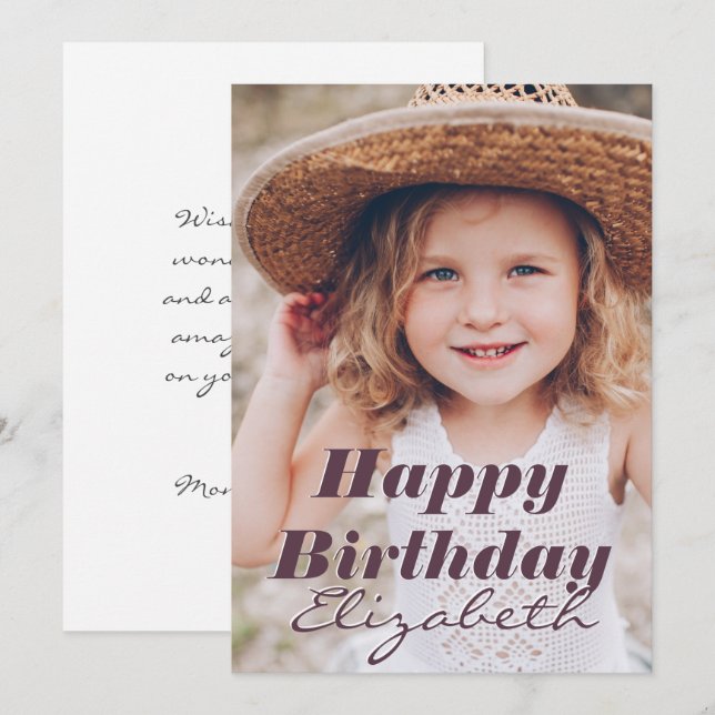 Cartão Saudação de Aniversário de Foto Personalizada Simp (Frente/Verso)