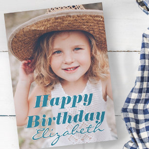 Cartão Saudação de Aniversário de Foto Personalizada Simp