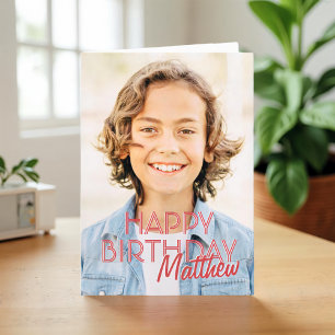 Cartão Saudação de Aniversário de Foto Personalizada Simp