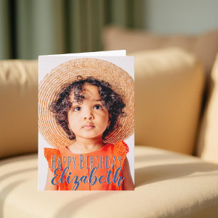 Cartão Saudação de Aniversário de Foto Personalizada Simp