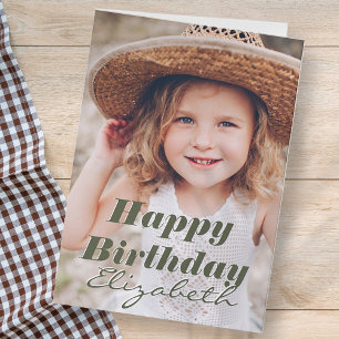 Cartão Saudação de Aniversário de Foto Personalizada Simp