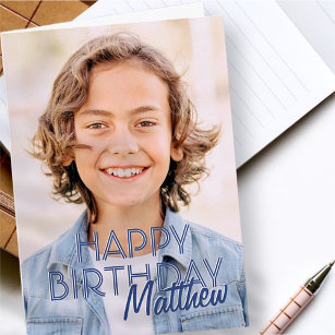Cartão Saudação de Aniversário de Foto Personalizada Simp
