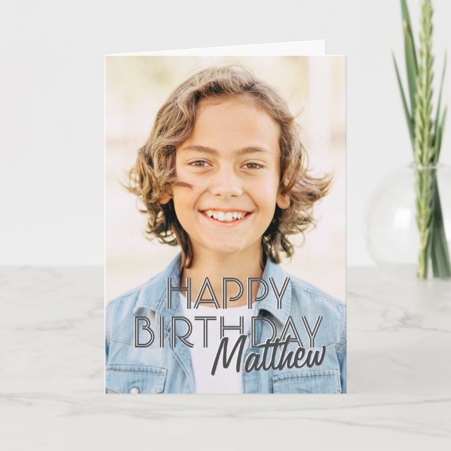 Cartão Saudação de Aniversário de Foto Personalizada Simp (Frente)