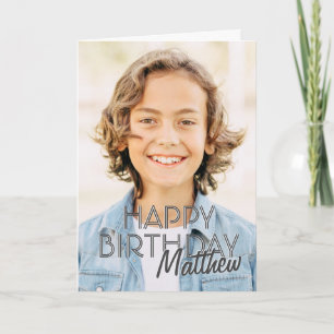 Cartão Saudação de Aniversário de Foto Personalizada Simp