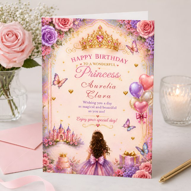 Cartão Saudação de Aniversário de Princesa Encantada Pers (Criador carregado)