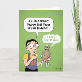 Cartão Saudação de Aniversário do Macaco Sock