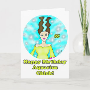 Cartão Saudação de Aniversário do Pintinho Aquarius