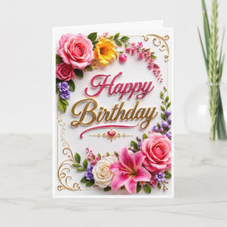 Cartão Saudação de aniversário floral