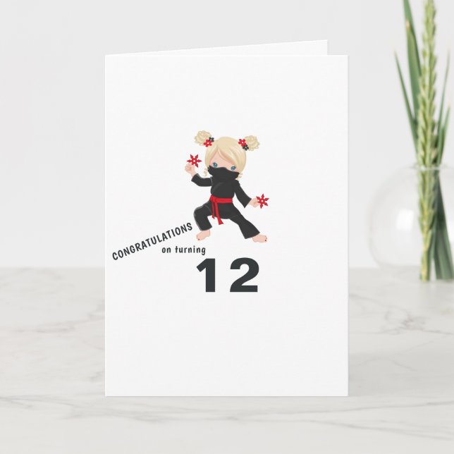 Cartão Saudação de aniversário tema Ninja (Frente)