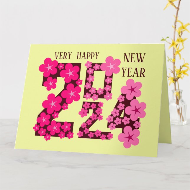 CARTÃO SAUDAÇÃO DE ANO NOVO 2024 PARA QUALQUER PESSOA (Flor Amarela)