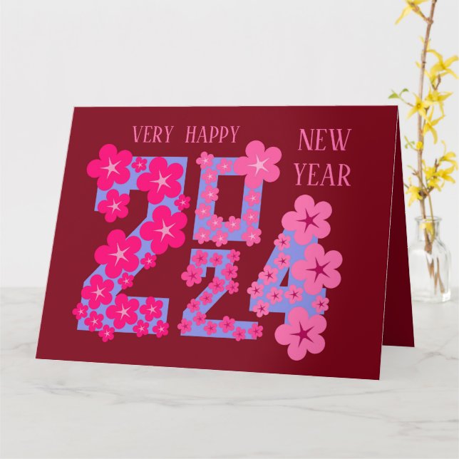 CARTÃO SAUDAÇÃO DE ANO NOVO 2024 PARA QUALQUER PESSOA (Flor Amarela)