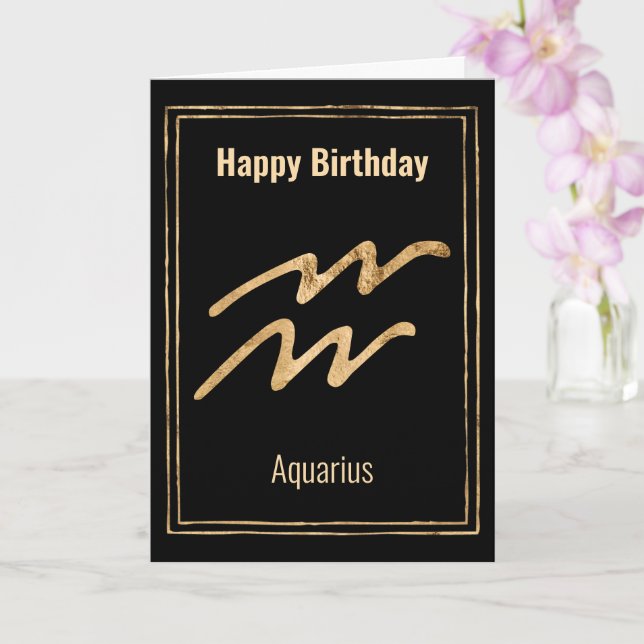 Cartão Saudação de Aquarius Happy Birthday Zodiac astrolo (Orquídea)