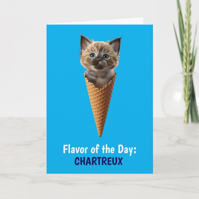 Cartão Saudação de Cone de Chartreux Fofa (Frente)