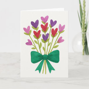 Cartão Saudação de Design de Buquê de de Aquarela Delicad
