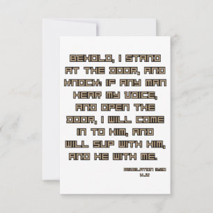 Cartão Saudação de Escritura de Bíblia da Revelação 3:20 