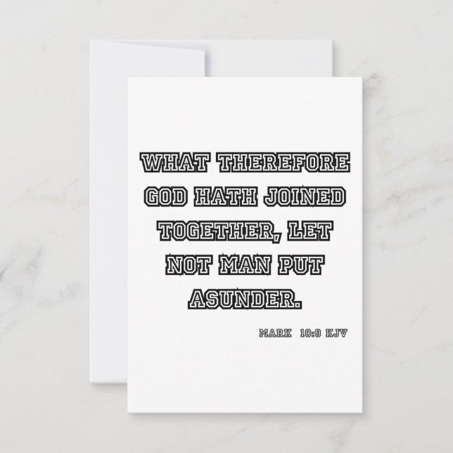 Cartão Saudação de Escritura de Bíblia do Mark 10:9 KJV (Frente)