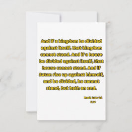 Cartão Saudação de Escritura de Bíblia do Mark 3:24-26 KJ