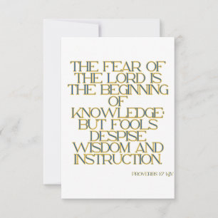 Cartão Saudação de Escritura de Bíblia do Proverbs 1:7 KJ