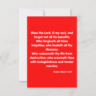 Cartão Saudação De Escritura De Bíblia Do Psalm 103:2-4 K