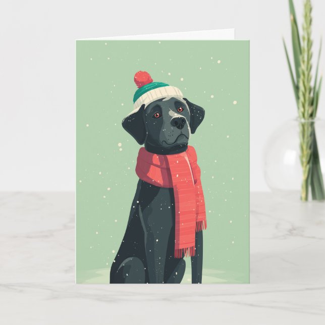 Cartão Saudação de Férias do Black Lab (Frente)