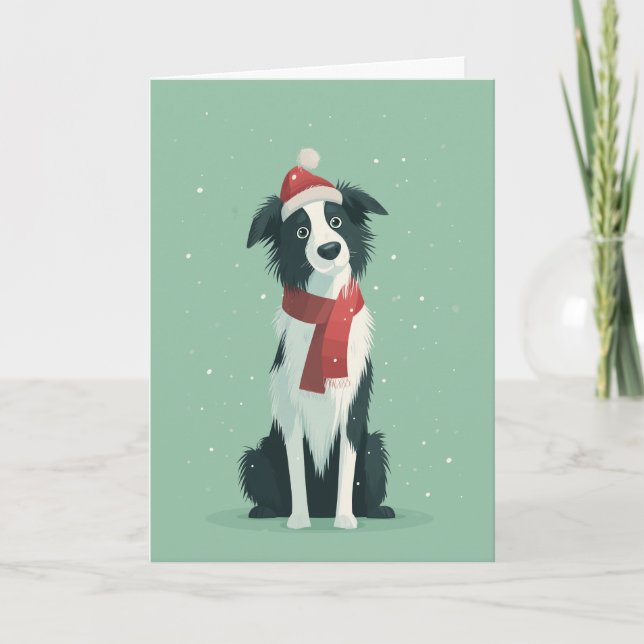 Cartão Saudação de Férias do Border Collie (Frente)