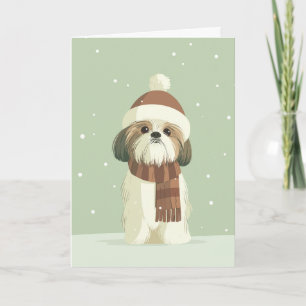 Cartão Saudação de Férias do Shih Tzu