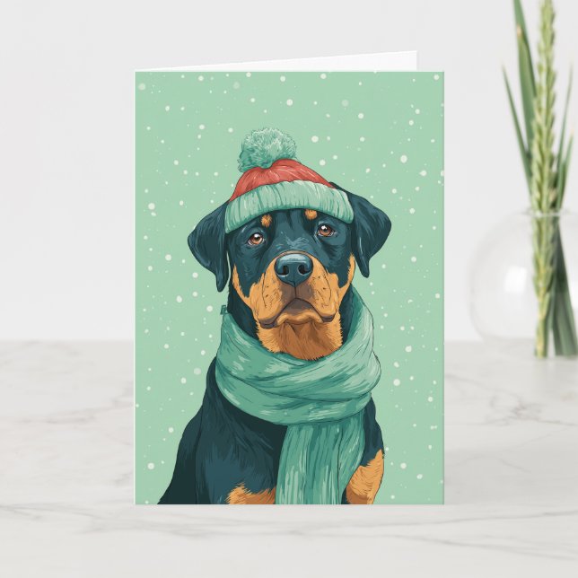 Cartão Saudação de Férias Rottweiler (Frente)