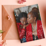 Cartão Saudação de Fotografia do Dia de as mães Leve<br><div class="desc">Esta carta de Dia de as mães é um belo e sincero tributo à força orientadora na sua vida. A frente do cartão apresenta a citação "Obrigado por ser a luz orientadora que sempre me levou para casa", em um escrevendo elegante, cercado por delicados esboços florais brancos. A foto personalizada...</div>