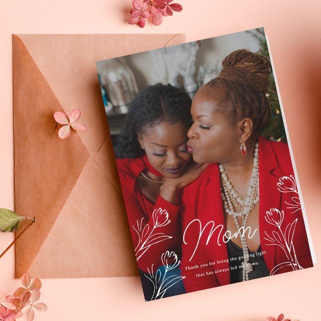 Cartão Saudação de Fotografia do Dia de as mães Leve (Criador carregado)