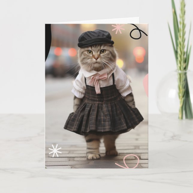 Cartão Saudação de Gato Ausente (Frente)