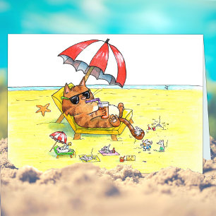 Cartão Saudação de Gato de Feriados de Verão