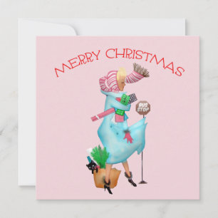 Cartão Saudação de Natal 1950 da Vintage Mulher