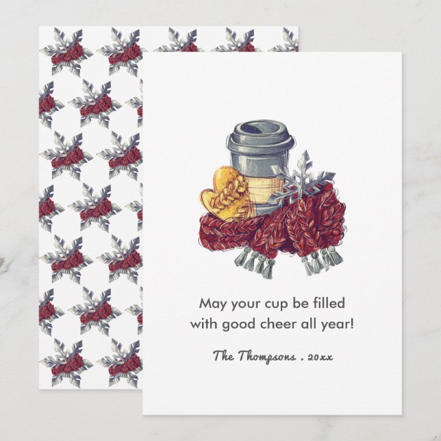 Cartão Saudação de Natal do Café Lover (Frente/Verso)