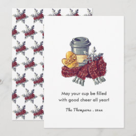 Cartão Saudação de Natal do Café Lover