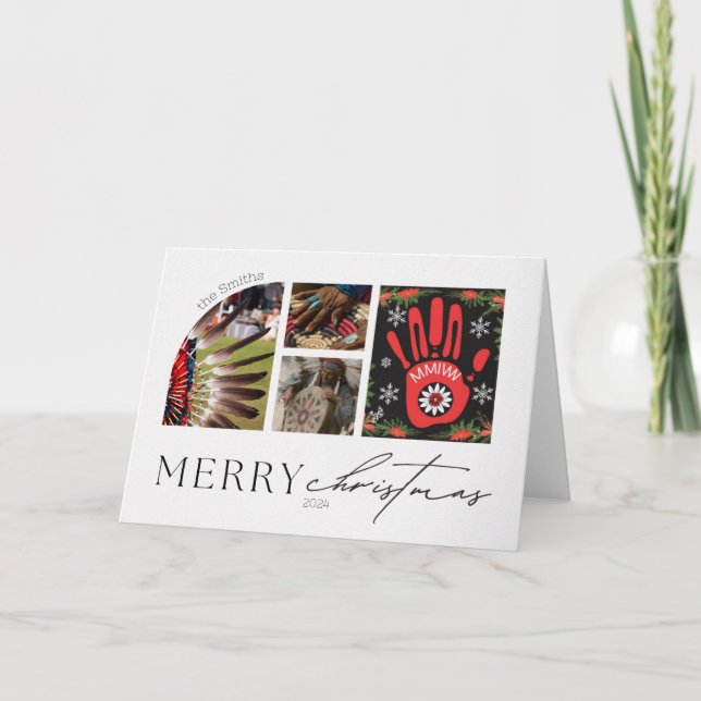 Cartão Saudação de Natal Personalizada da MMIW Americana  (Frente)