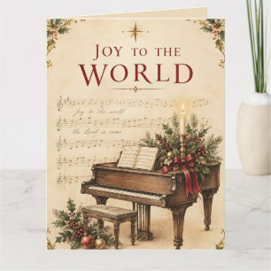Cartão Saudação de Natal Vintage, estilo Música Clássica