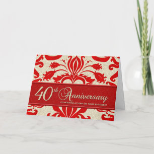 Cartão Saudação de Negócios do 40º Aniversário do Re