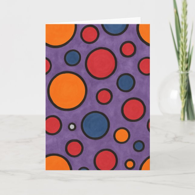 Cartão Saudação de Polka-Dot Vermelho e Laranja (Frente)