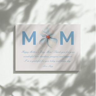 Cartão Saudação de Script de Dia de as mães MOM de Flor d