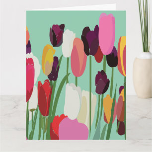 Cartão Saudação de Tulipa Flor Colorida Floral