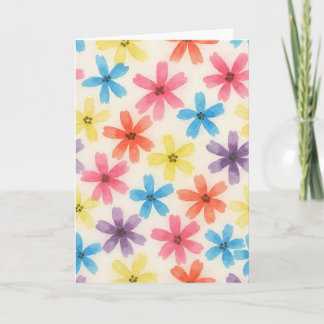 Cartão Saudação de Vazio de Aquarela Floral com Várias Co